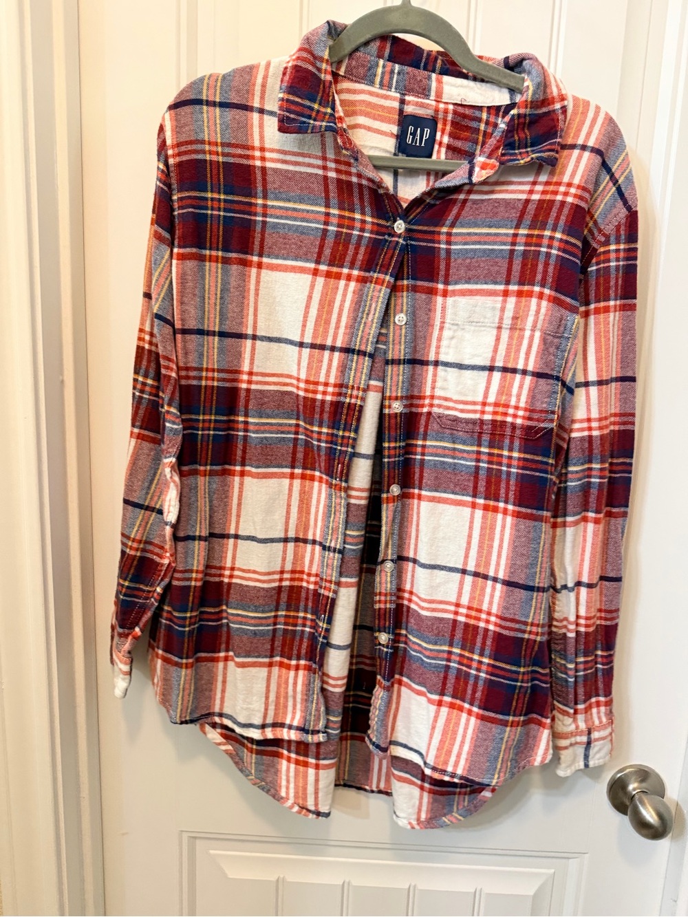 GAP Red and Navy Plaid Button-Down Shirt